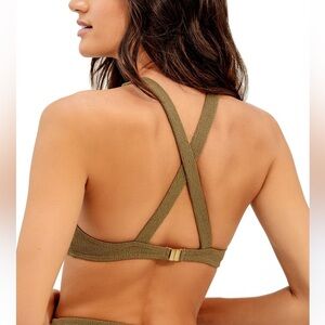 VIX Valencia Mailot Chic Olive Cross-Back Women's bikini top S